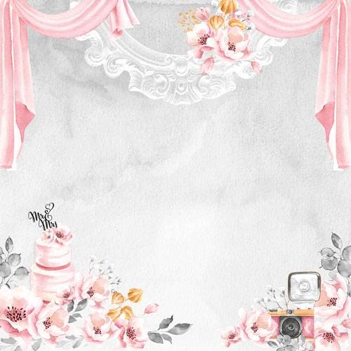 Say Yes Scrapbook Paper 8x8, Double Sided Pink Floral Paper, Wedding Junk Journal Card Making Craft Supplies