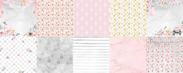 Say Yes Scrapbook Paper 8x8, Double Sided Pink Floral Paper, Wedding Junk Journal Card Making Craft Supplies