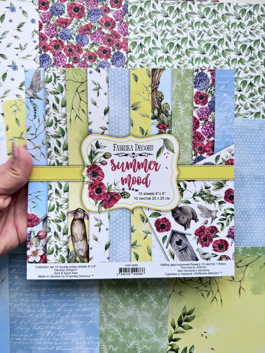 Summer Mood Scrapbook Paper 8x8 Inch, 10 Double Sided Sheets, Floral Nature Paper, Junk Journal, Card Making Craft Supplies