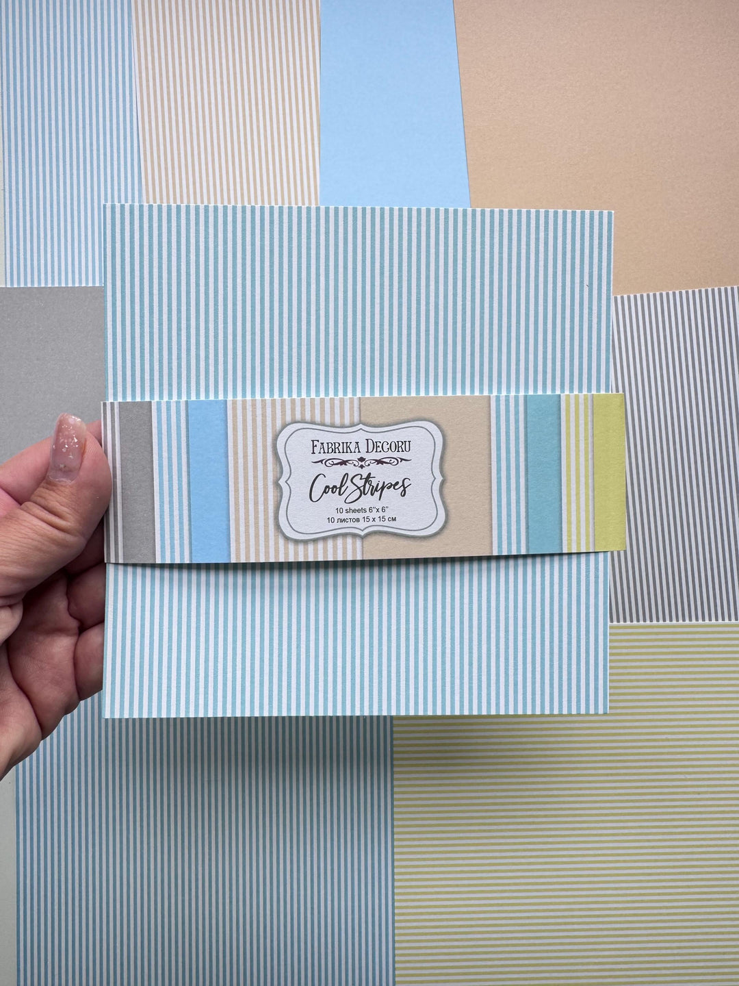 Cool Stripes Scrapbook Paper 6x6 Inch, 10 Double Sided Sheets, Pastel Stripe Paper, Card Making, Junk Journal Craft Supplies