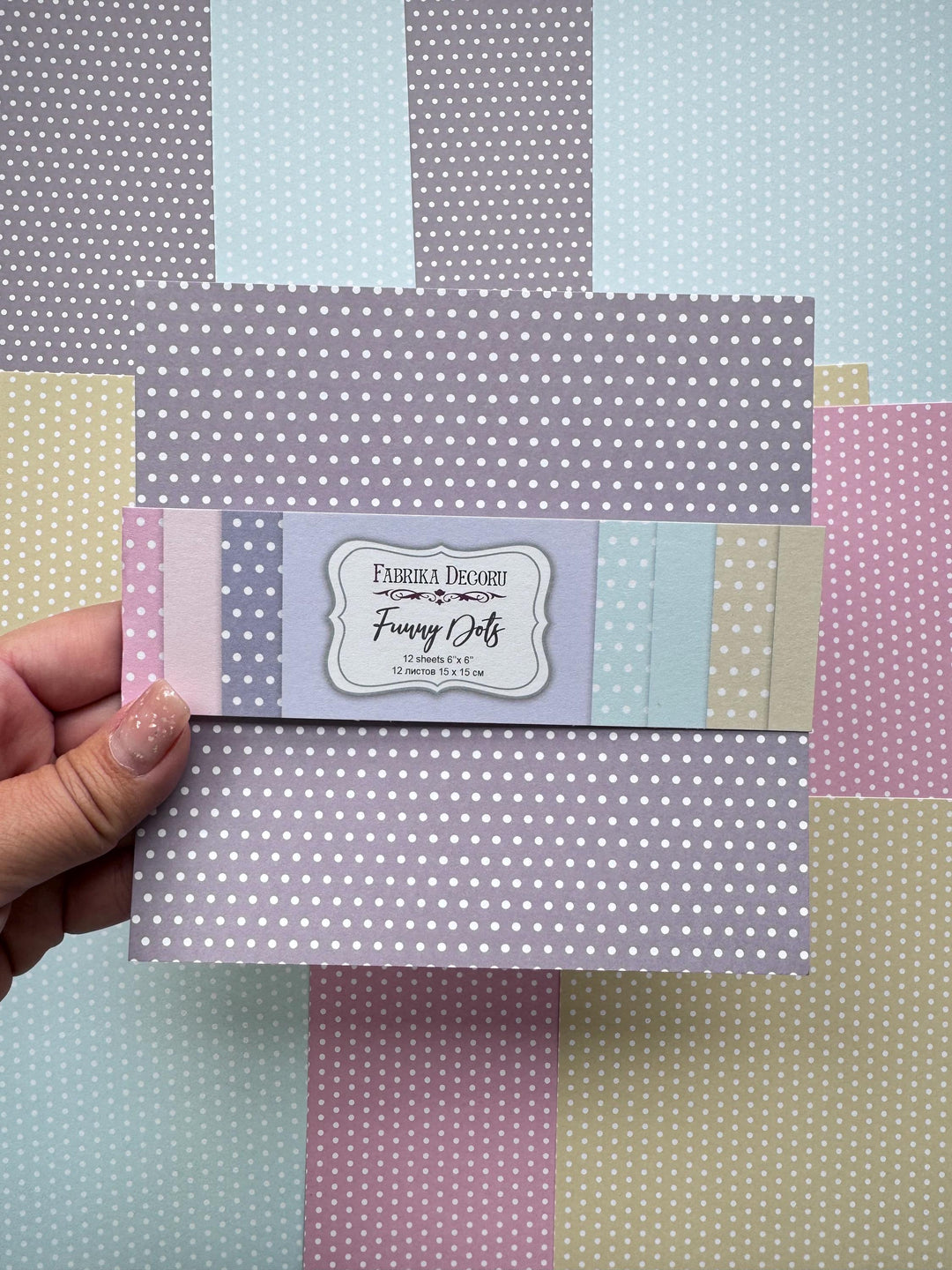 Funny Dots Scrapbook Paper 6x6 Inch, 12 Double Sided Sheets, Pastel Polka Dot Paper, Card Making, Junk Journal Craft Supplies