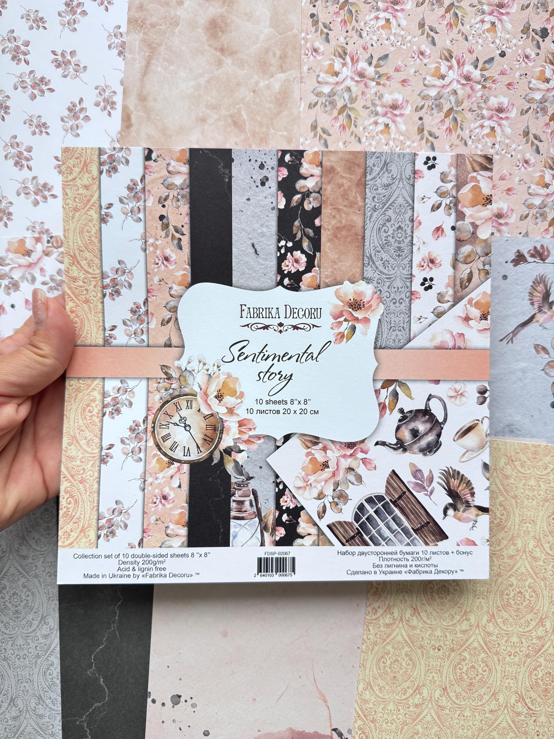 Sentimental Story Scrapbook Paper 8x8, Double Sided Vintage Floral Paper, Junk Journal Card Making Supplies