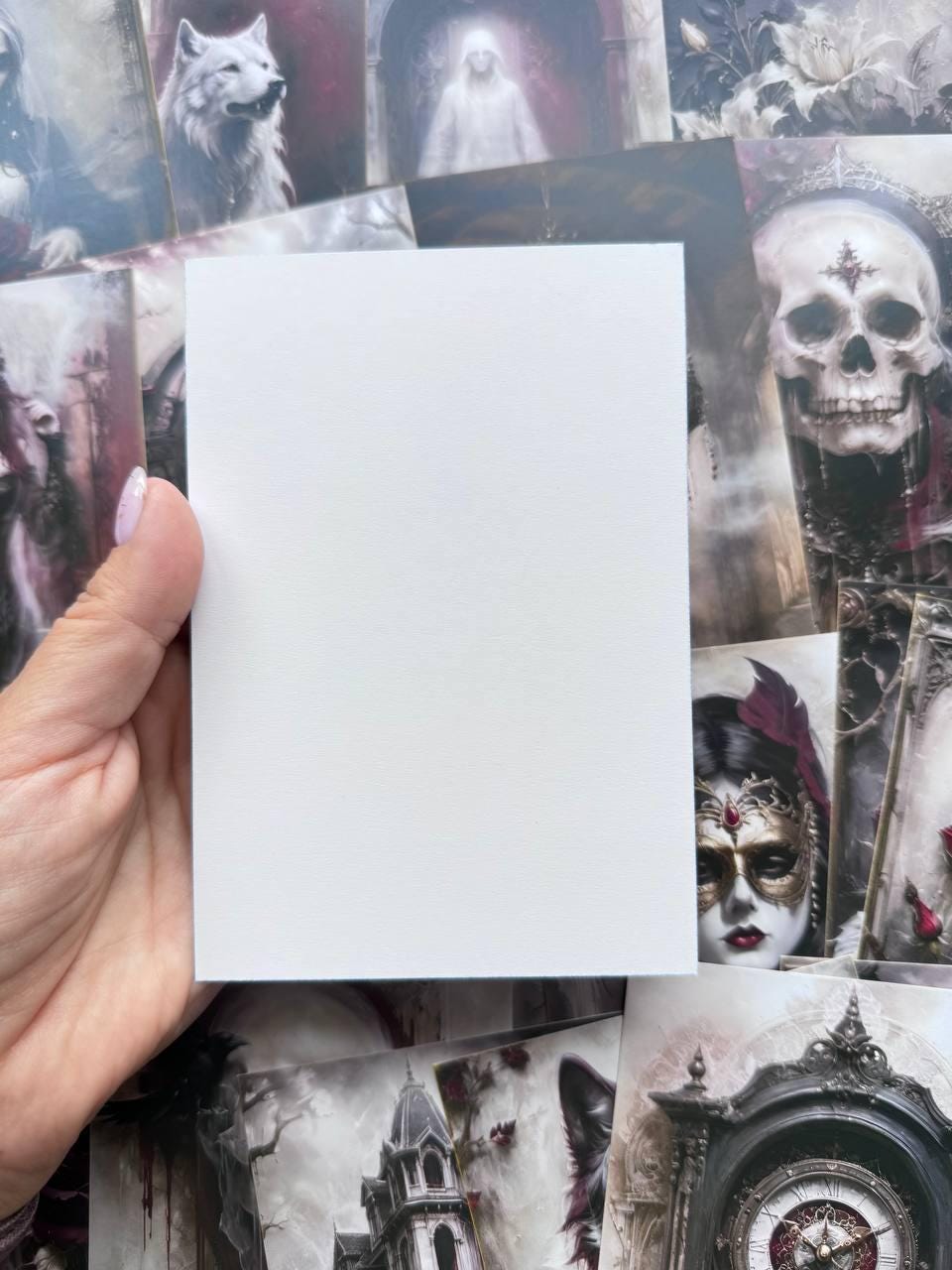 Set of 20 Gothic Postcards, Dark Romantic Art Cards, Spider Skull Wolf Rose Haunted House, Junk Journal Ephemera, 14.5 x 10 cm