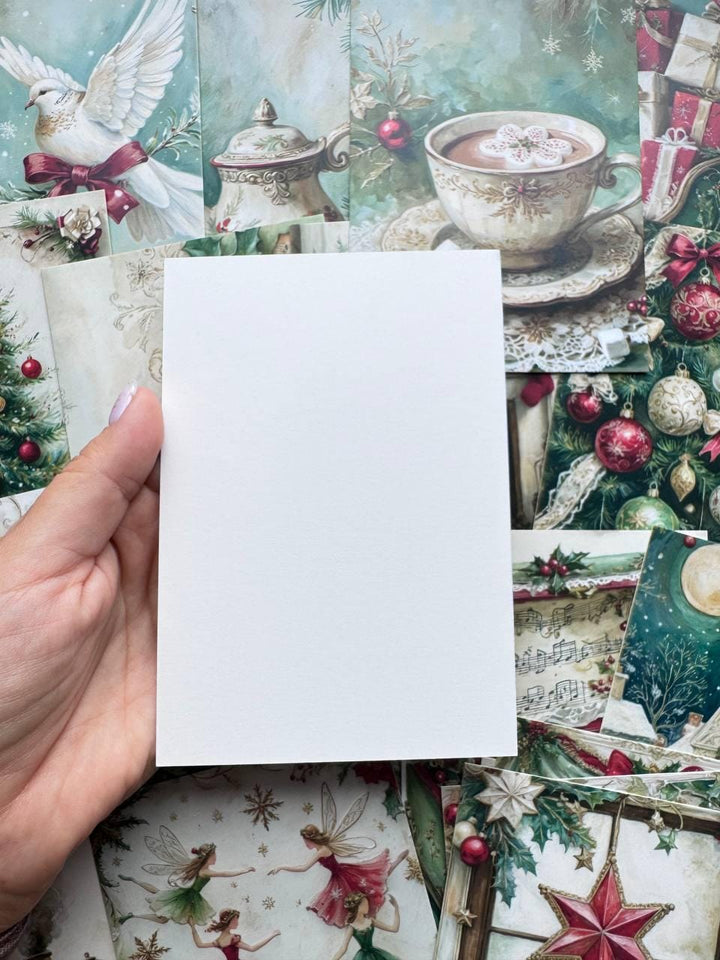 Set of 20 Vintage Christmas Postcards, Festive Winter Ephemera, Santa Reindeer & Holiday Cards, Junk Journal Supplies, 14.5 x 10 cm