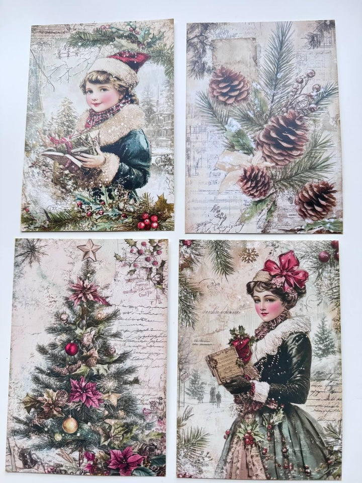Set of 20 Vintage Christmas Postcards, Victorian Children, Winter Train, Festive Collage Cards, Junk Journal Ephemera, 14.5 x 10 cm
