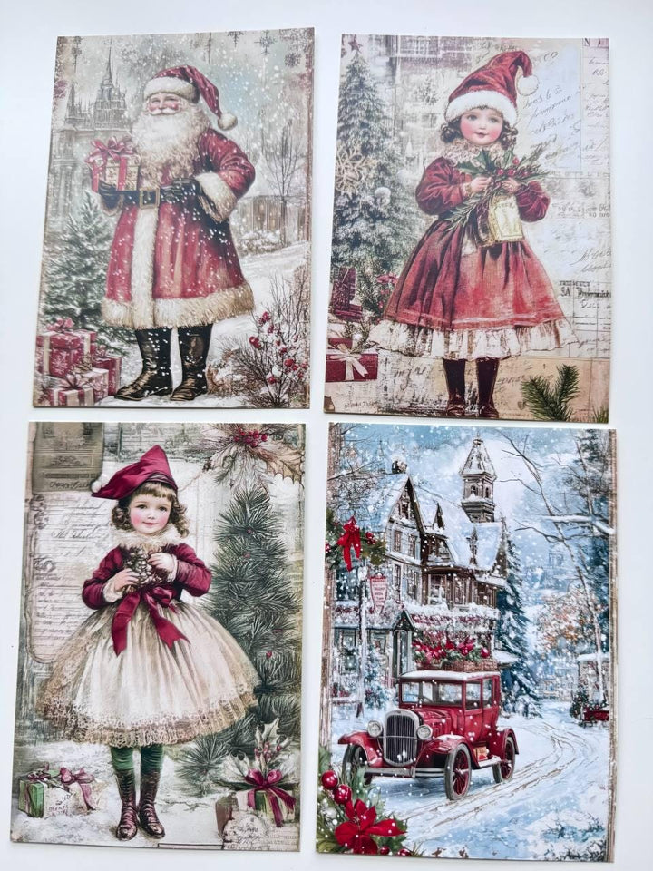 Set of 20 Vintage Christmas Postcards, Victorian Children, Winter Train, Festive Collage Cards, Junk Journal Ephemera, 14.5 x 10 cm