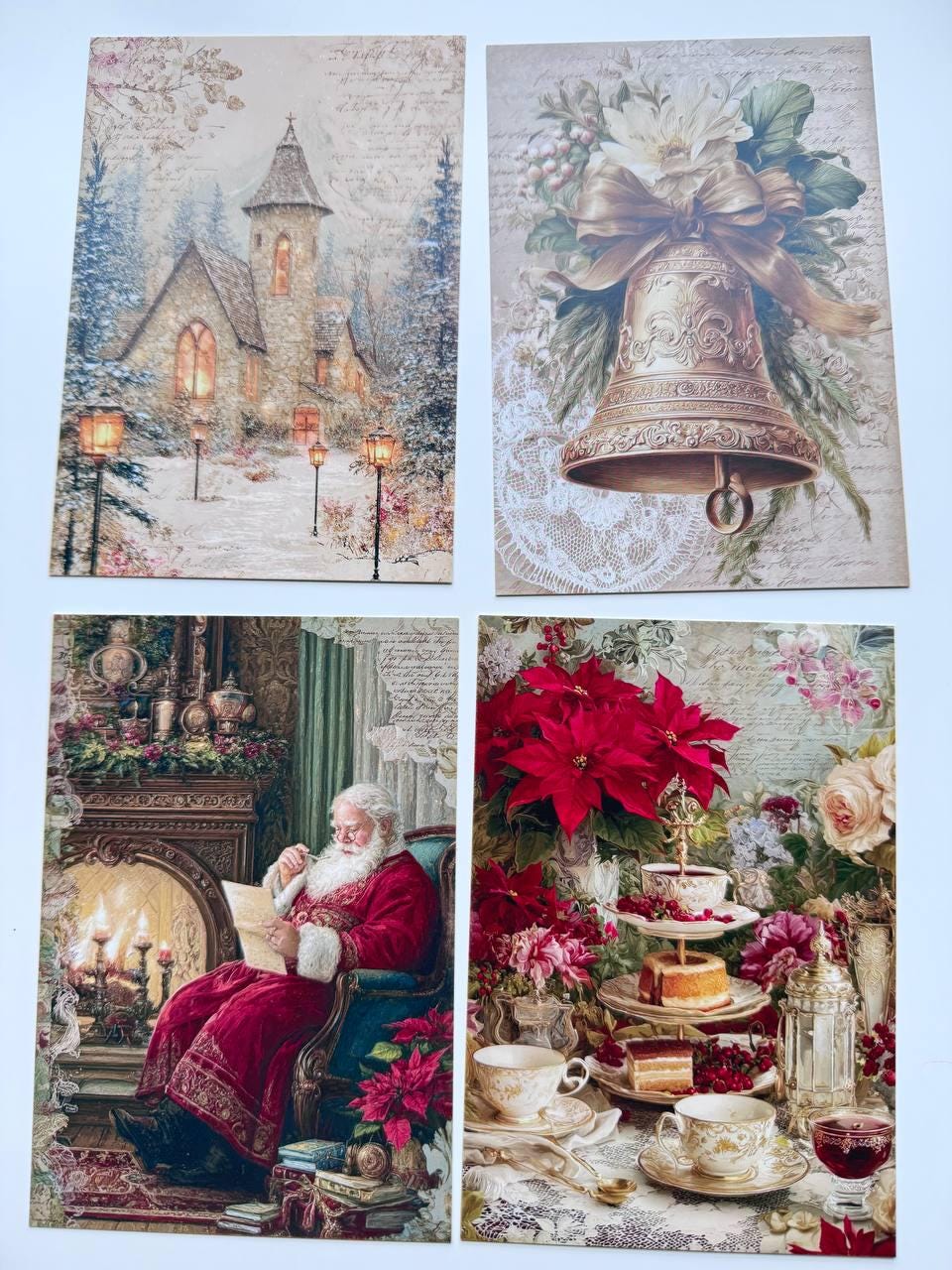 Set of 20 Vintage Christmas Postcards, Victorian Santa, Fox & Holiday Scenes, Junk Journal Ephemera, Scrapbooking Cards, 14.5 x 10 cm