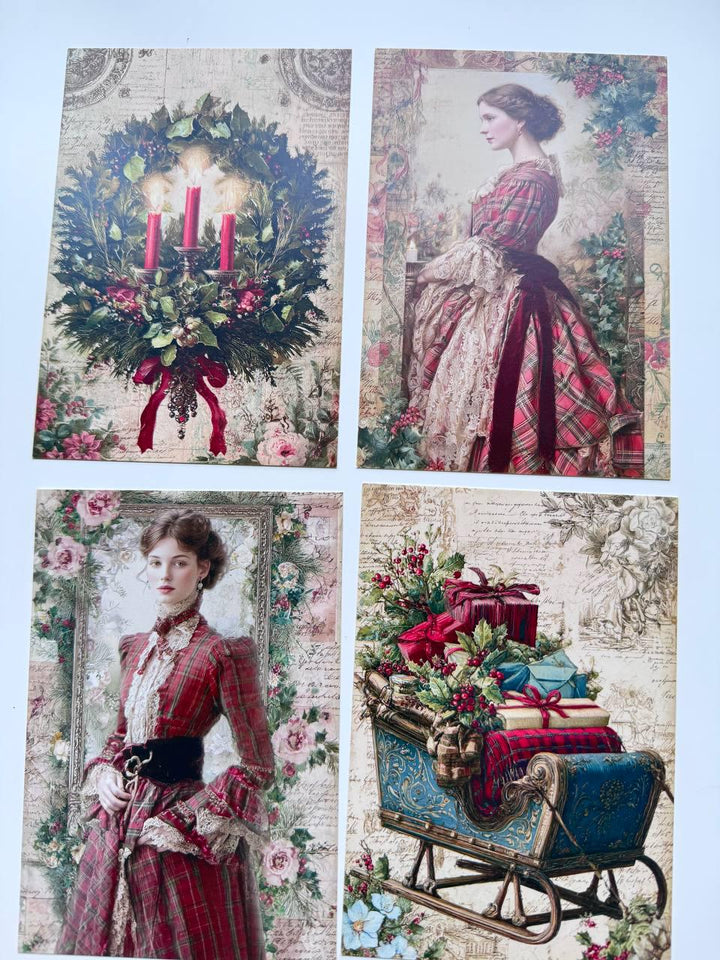 Set of 20 Vintage Christmas Postcards, Victorian Santa, Fox & Holiday Scenes, Junk Journal Ephemera, Scrapbooking Cards, 14.5 x 10 cm