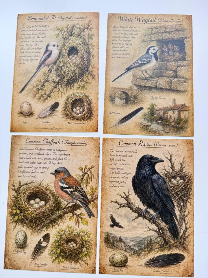 Set of 20 Vintage Bird Postcards, Ornithology Cards, Natural History Ephemera, Bird Journal Scrapbooking Supplies, 14.5 x 10 cm