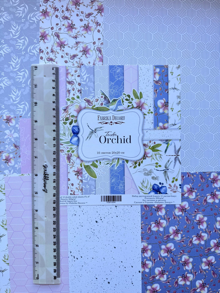 Tender Orchid Scrapbook Paper Pad 8x8, Double-Sided Floral Paper, Botanical Paper for Junk Journal Crafts