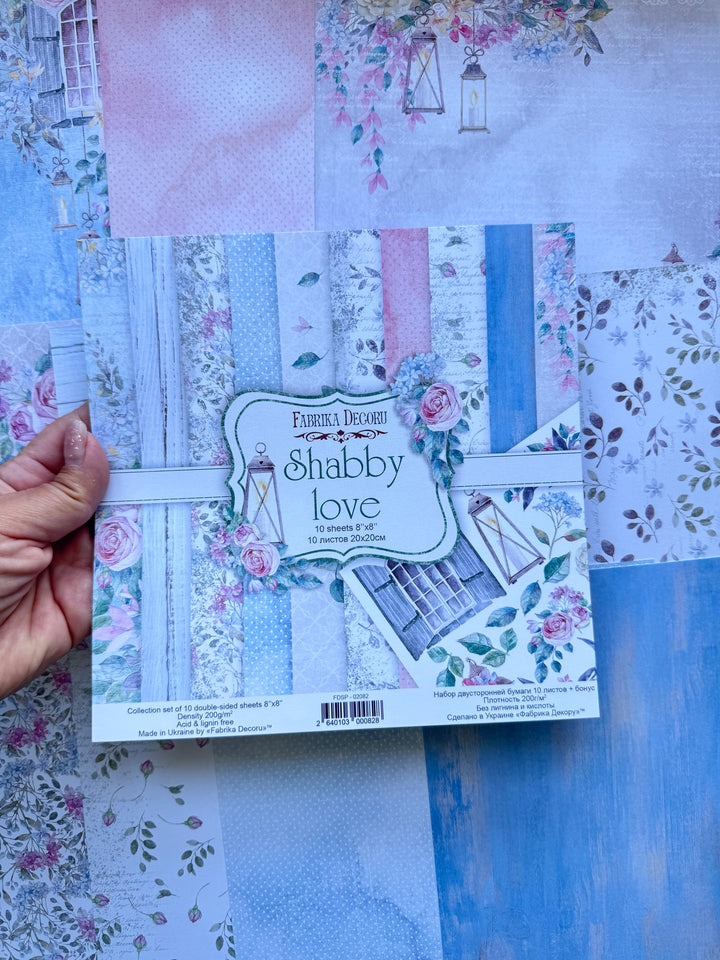 Shabby Love Scrapbook Paper Pad 8x8, Fabrika Decoru Double Sided Cardstock, Floral Paper, Junk Journal Supplies