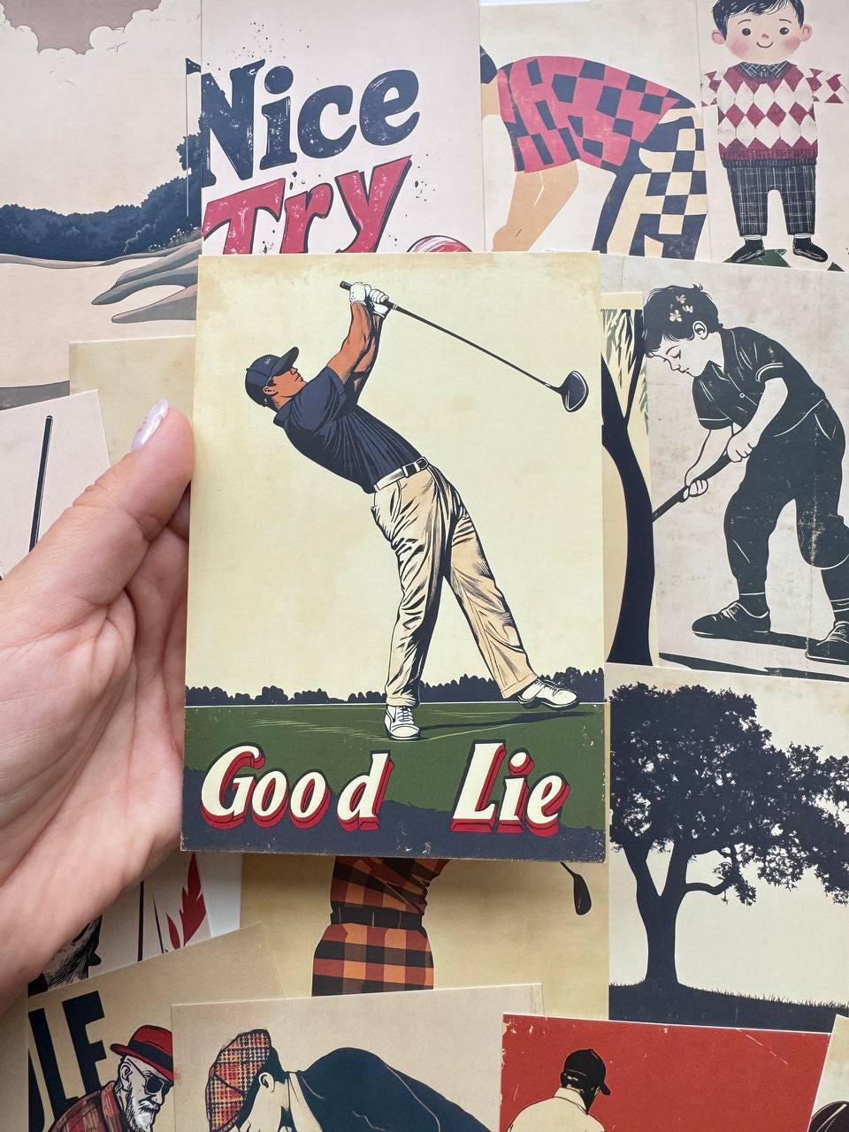 Set of 20 Vintage Golf Postcards, Retro Sports Illustrations, Golfer Art Cards for Junk Journal, Scrapbooking & Collage, 14.5 x 10 cm