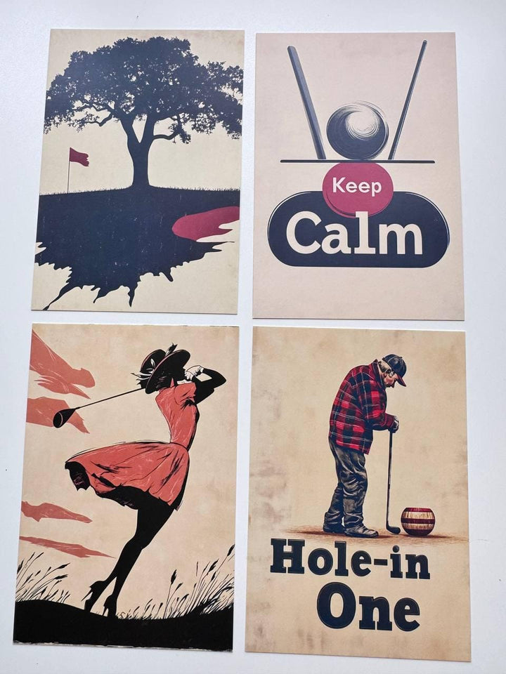Set of 20 Vintage Golf Postcards, Retro Sports Illustrations, Golfer Art Cards for Junk Journal, Scrapbooking & Collage, 14.5 x 10 cm