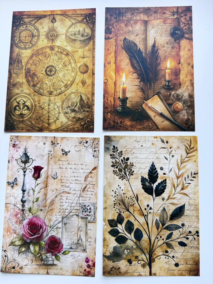 Set of 20 Vintage Mystical Postcards, Witchy Botanical & Celestial Cards, Gothic Junk Journal Ephemera, Antique Paper Craft, 14.5 x 10 cm