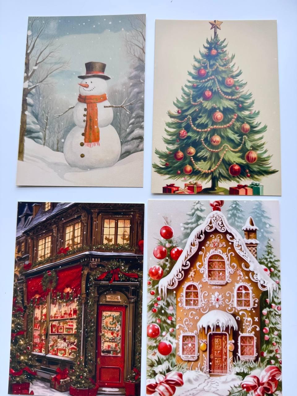 Set of 20 Vintage Christmas Postcards, Victorian Holiday Cards, Snowy Village & Santa, Christmas Journal Ephemera, 14.5 x 10 cm