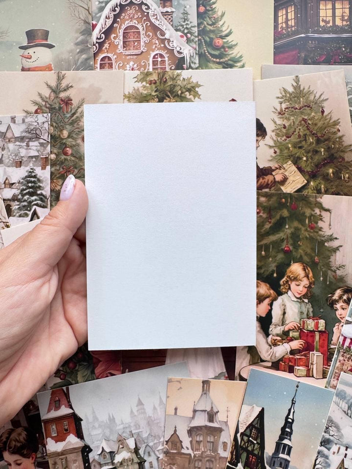 Set of 20 Vintage Christmas Postcards, Victorian Holiday Cards, Snowy Village & Santa, Christmas Journal Ephemera, 14.5 x 10 cm