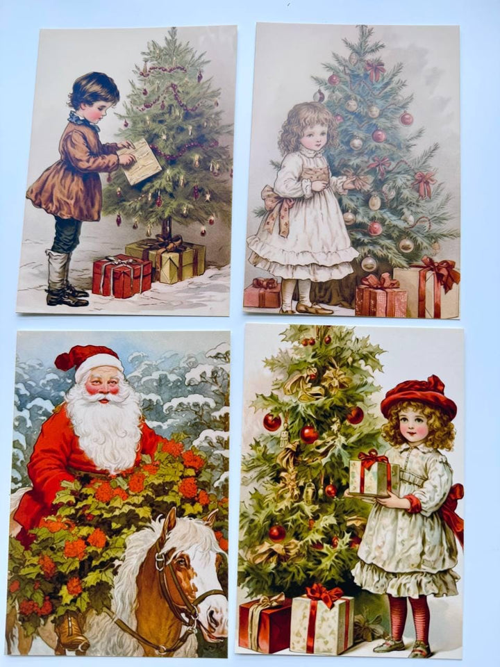 Set of 20 Vintage Christmas Postcards, Victorian Holiday Cards, Snowy Village & Santa, Christmas Journal Ephemera, 14.5 x 10 cm