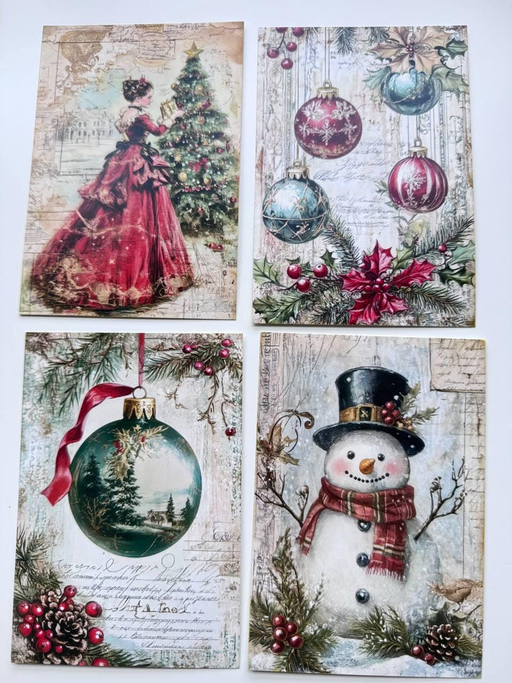 Set of 20 Vintage Christmas Postcards, Victorian Children, Winter Train, Festive Collage Cards, Junk Journal Ephemera, 14.5 x 10 cm
