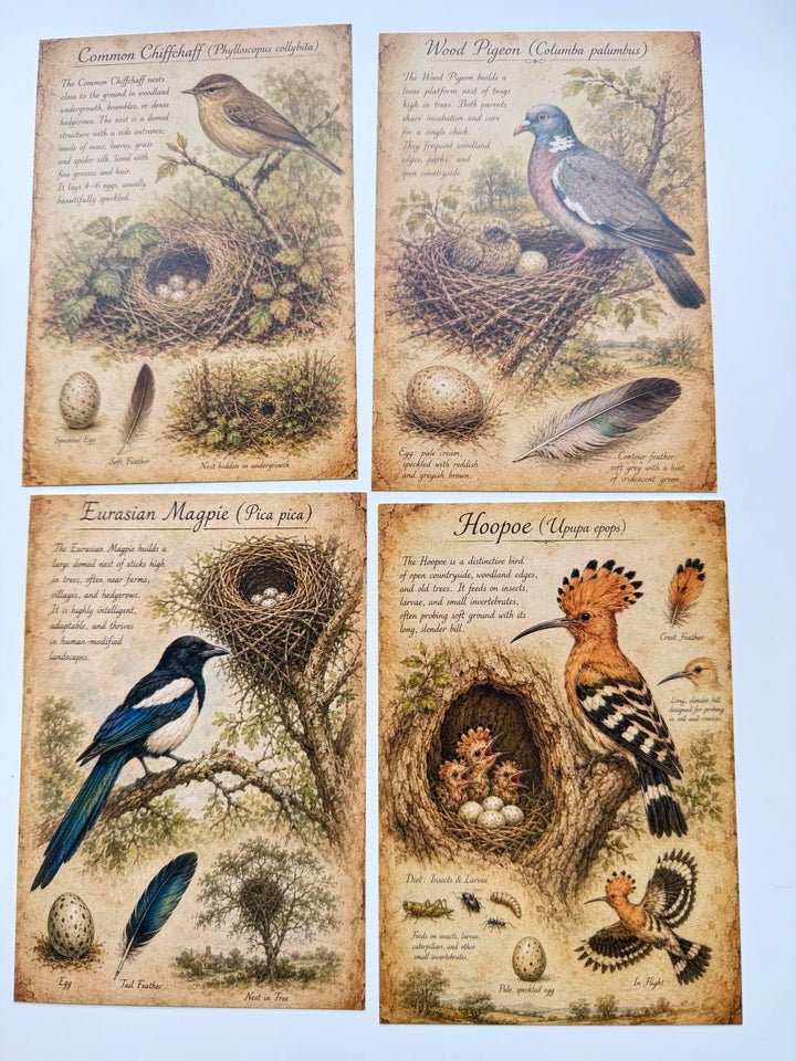 Set of 20 Vintage Bird Postcards, Ornithology Cards, Natural History Ephemera, Bird Journal Scrapbooking Supplies, 14.5 x 10 cm