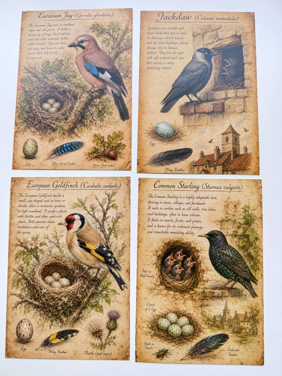 Set of 20 Vintage Bird Postcards, Ornithology Cards, Natural History Ephemera, Bird Journal Scrapbooking Supplies, 14.5 x 10 cm