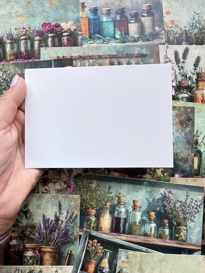 Set of 20 Vintage Botanical Postcards, Apothecary Herb & Flower Cards, Junk Journal Ephemera, Scrapbooking Supplies, 14.5 x 10 cm