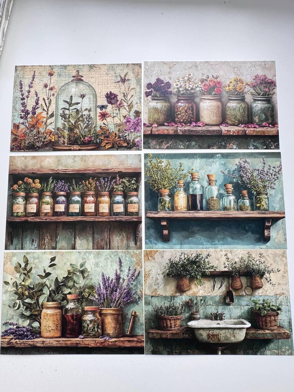 Set of 20 Vintage Botanical Postcards, Apothecary Herb & Flower Cards, Junk Journal Ephemera, Scrapbooking Supplies, 14.5 x 10 cm