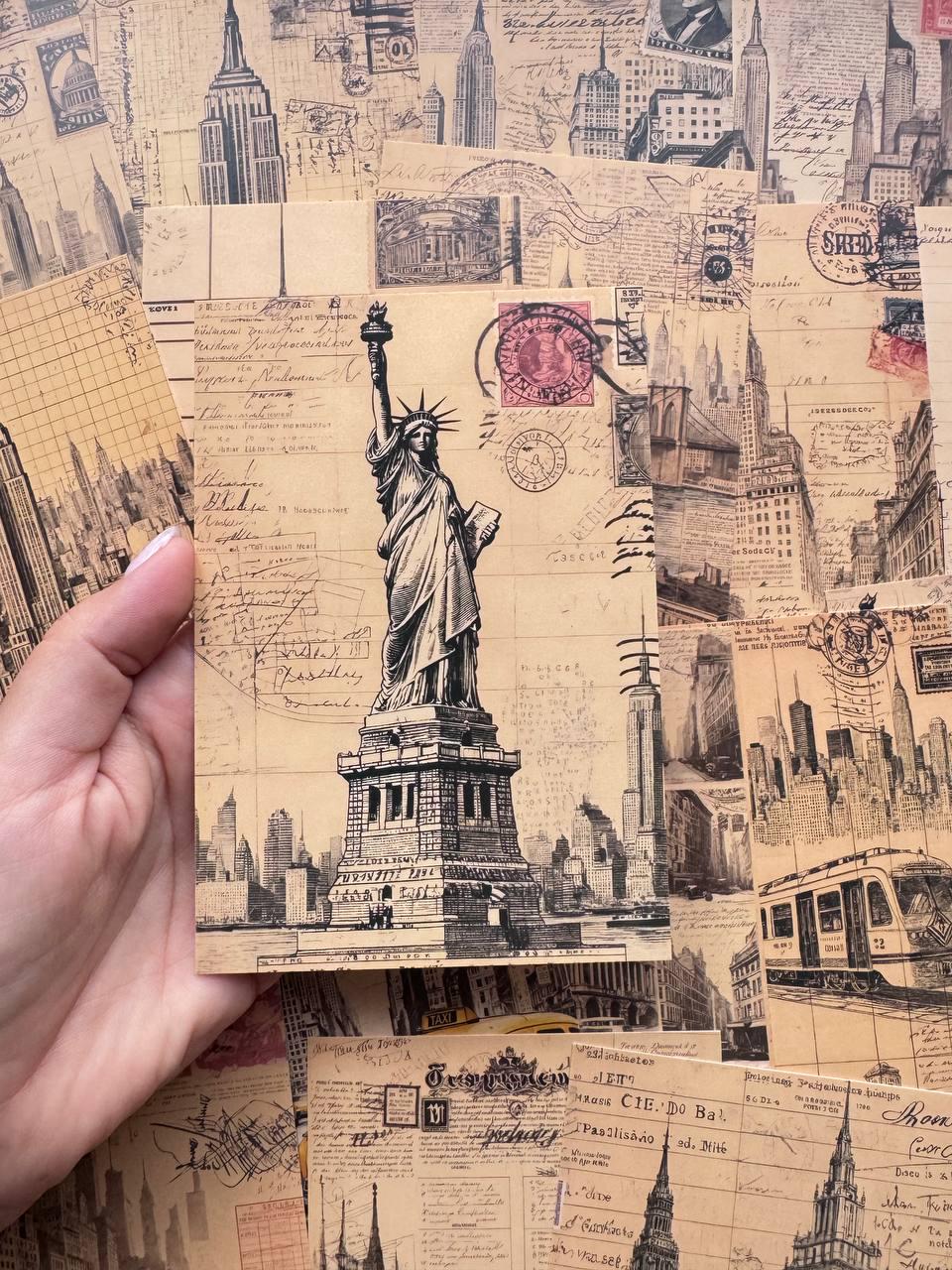 Set of 20 Vintage New York Postcards, NYC Travel Ephemera, Retro City Cards, Statue of Liberty, Empire State, Junk Journal Supplies