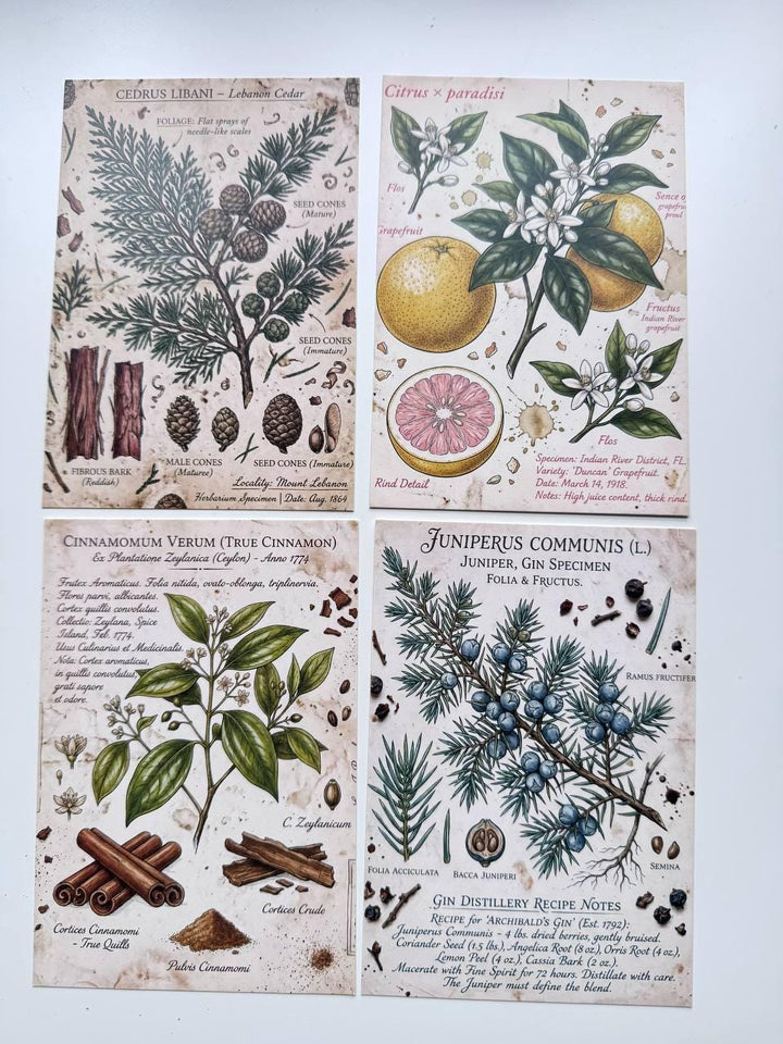 Set of 20 Vintage Botanical Postcards, Herbarium & Apothecary Cards, Plant Illustration Ephemera, 14.5 x 10 cm, Junk Journal Supplies