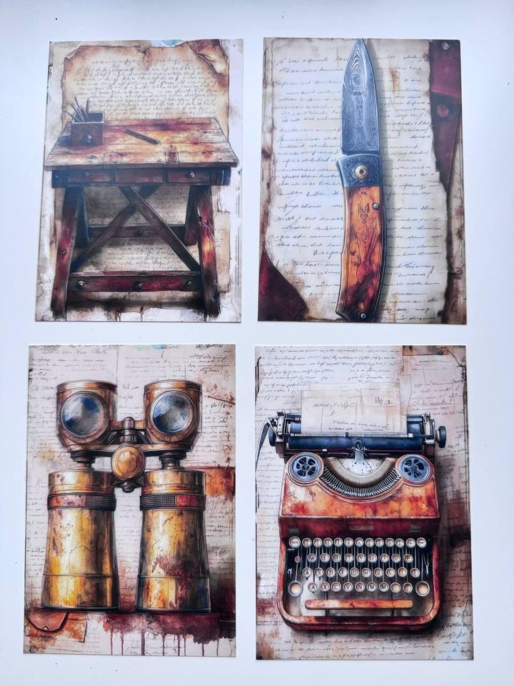 Set of 20 Vintage Masculine Postcards, Motorbike & Western Cards, Retro Men Ephemera, 14.5 x 10 cm, Junk Journal Scrapbook Supplies