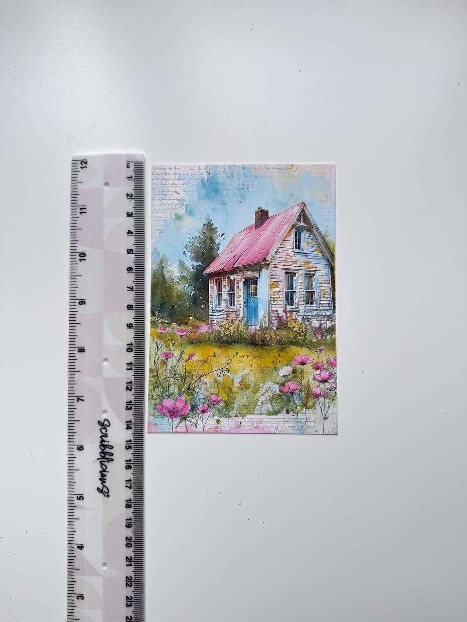 Set of 20 Cosy Home Postcards, Cottage & Interior Illustration Cards, 14.5 x 10 cm, Junk Journal Ephemera, Scrapbooking Supplies