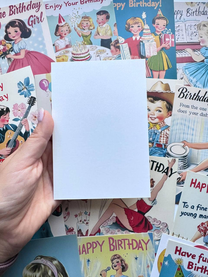Set of 20 Vintage Birthday Postcards, Retro Birthday Illustration Cards, 14.5 x 10 cm, Scrapbooking & Junk Journal Ephemera