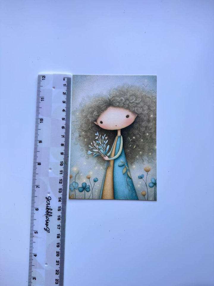 Set of 20 Cute Woodland Postcards, Whimsical Girls Animals & Forest Art Cards, 14.5 x 10 cm, Junk Journal Scrapbooking Ephemera