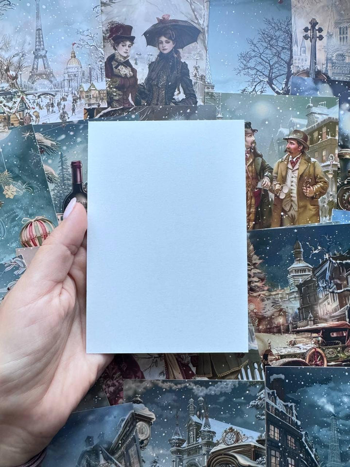 Set of 20 Vintage Winter Postcards, Victorian Christmas Cards, Snowy City Ephemera, Junk Journal & Scrapbooking Cards 14.5 x 10 cm