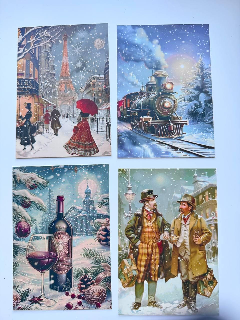Set of 20 Vintage Winter Postcards, Victorian Christmas Cards, Snowy City Ephemera, Junk Journal & Scrapbooking Cards 14.5 x 10 cm