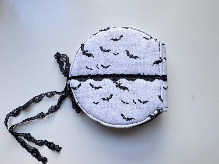 Personalised Halloween Notebook, Handmade Round Lined Journal, Gothic Bat Notebook, Fabric Covered Notebook, Halloween Gift
