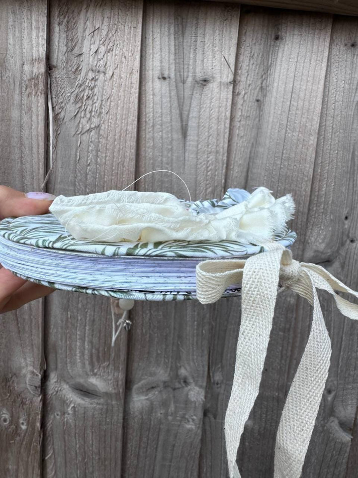 Personalised Botanical Notebook, Handmade Round Lined Journal, Floral Fabric Notebook, Writing Journal, Nature Inspired Gift