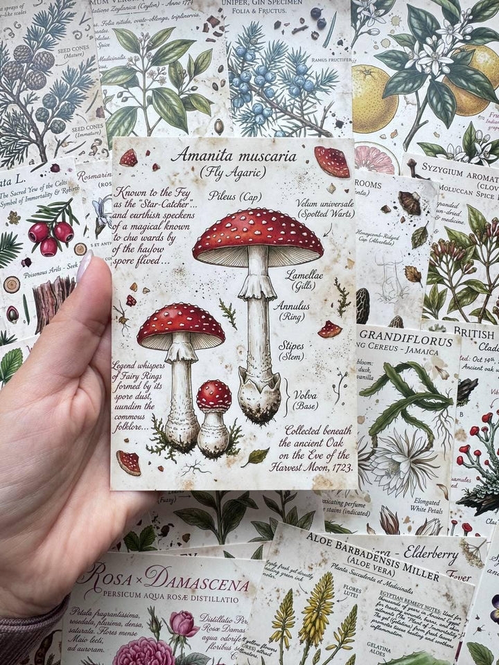 Set of 20 Vintage Botanical Postcards, Herbarium & Apothecary Cards, Plant Illustration Ephemera, 14.5 x 10 cm, Junk Journal Supplies