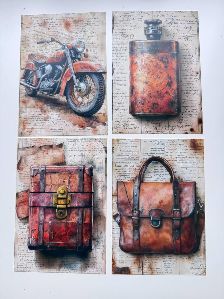Set of 20 Vintage Masculine Postcards, Motorbike & Western Cards, Retro Men Ephemera, 14.5 x 10 cm, Junk Journal Scrapbook Supplies
