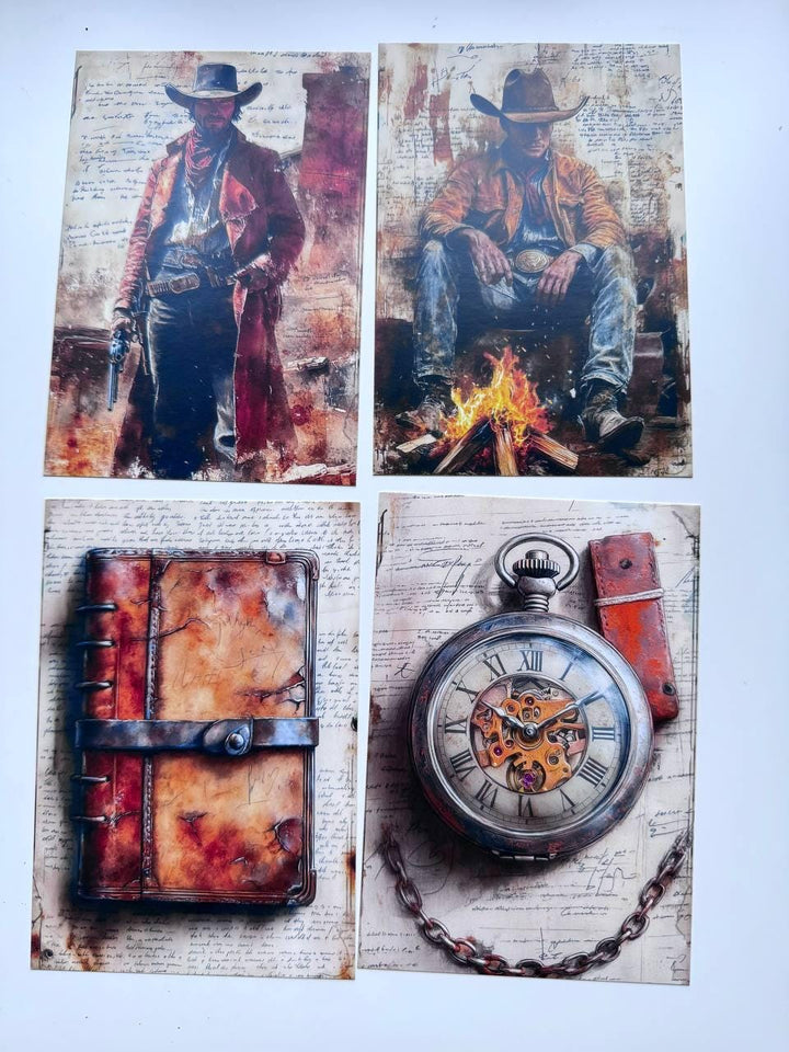 Set of 20 Vintage Masculine Postcards, Motorbike & Western Cards, Retro Men Ephemera, 14.5 x 10 cm, Junk Journal Scrapbook Supplies