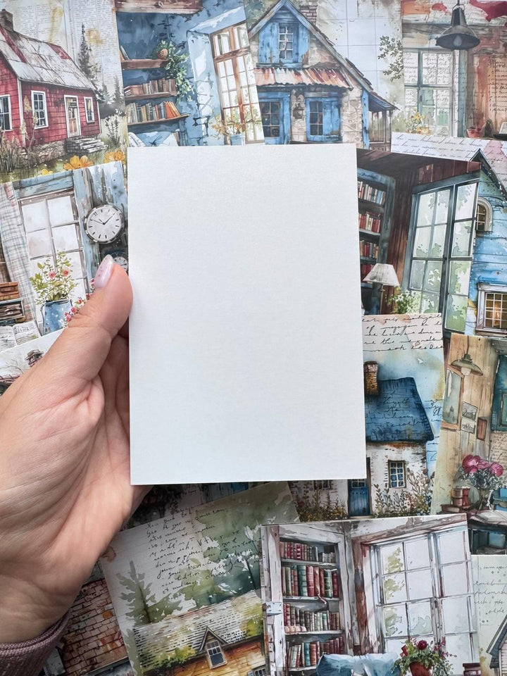 Set of 20 Cosy Home Postcards, Cottage & Interior Illustration Cards, 14.5 x 10 cm, Junk Journal Ephemera, Scrapbooking Supplies