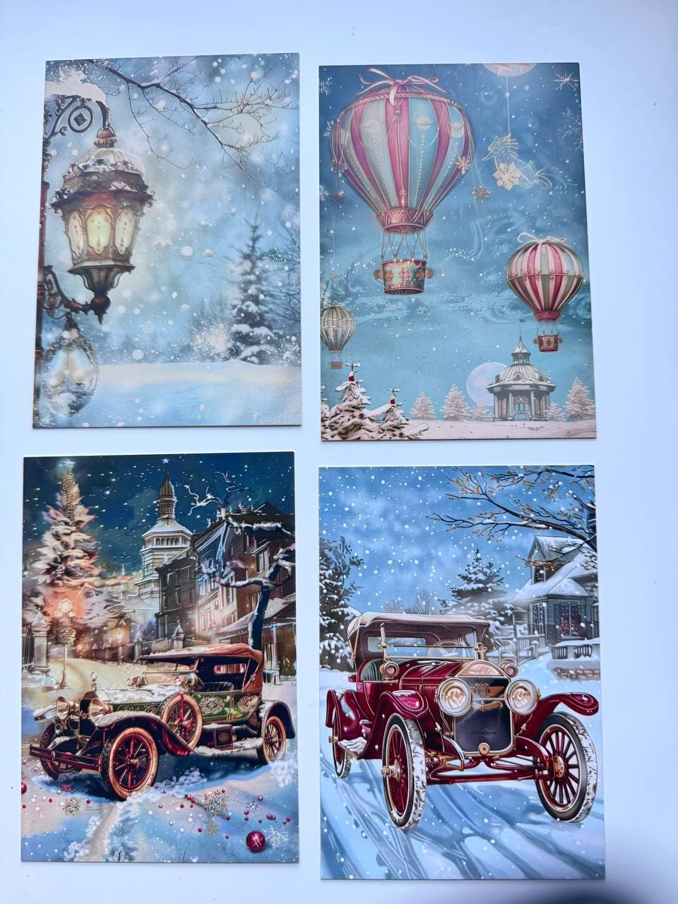 Set of 20 Vintage Winter Postcards, Victorian Christmas Cards, Snowy City Ephemera, Junk Journal & Scrapbooking Cards 14.5 x 10 cm