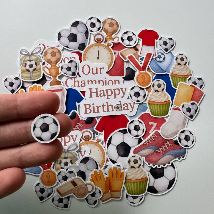 Football Die Cuts Set (60 pcs) – Handmade Paper Embellishments for Scrapbooking & Card Making | NOT Stickers