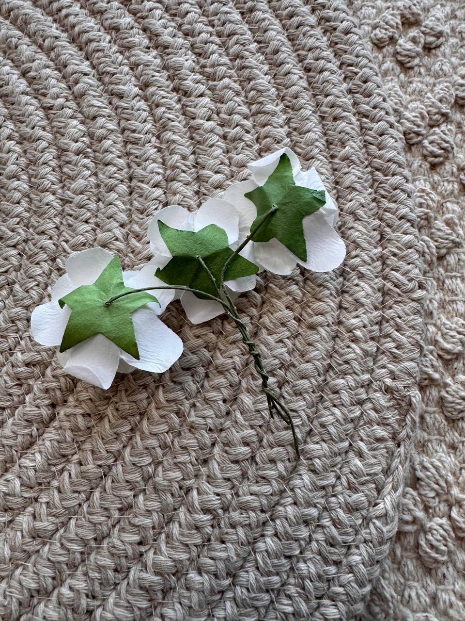 White Paper Flowers – Set of 3 for Scrapbooking & Craft Decor