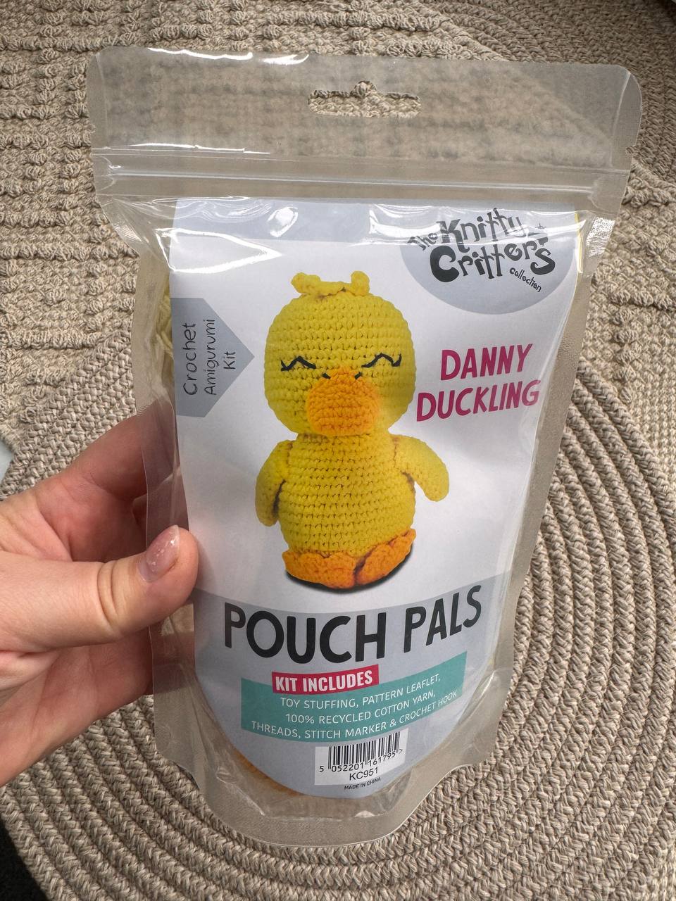 Knitty Critters - Pouch Pals - Danny Duckling, Kit