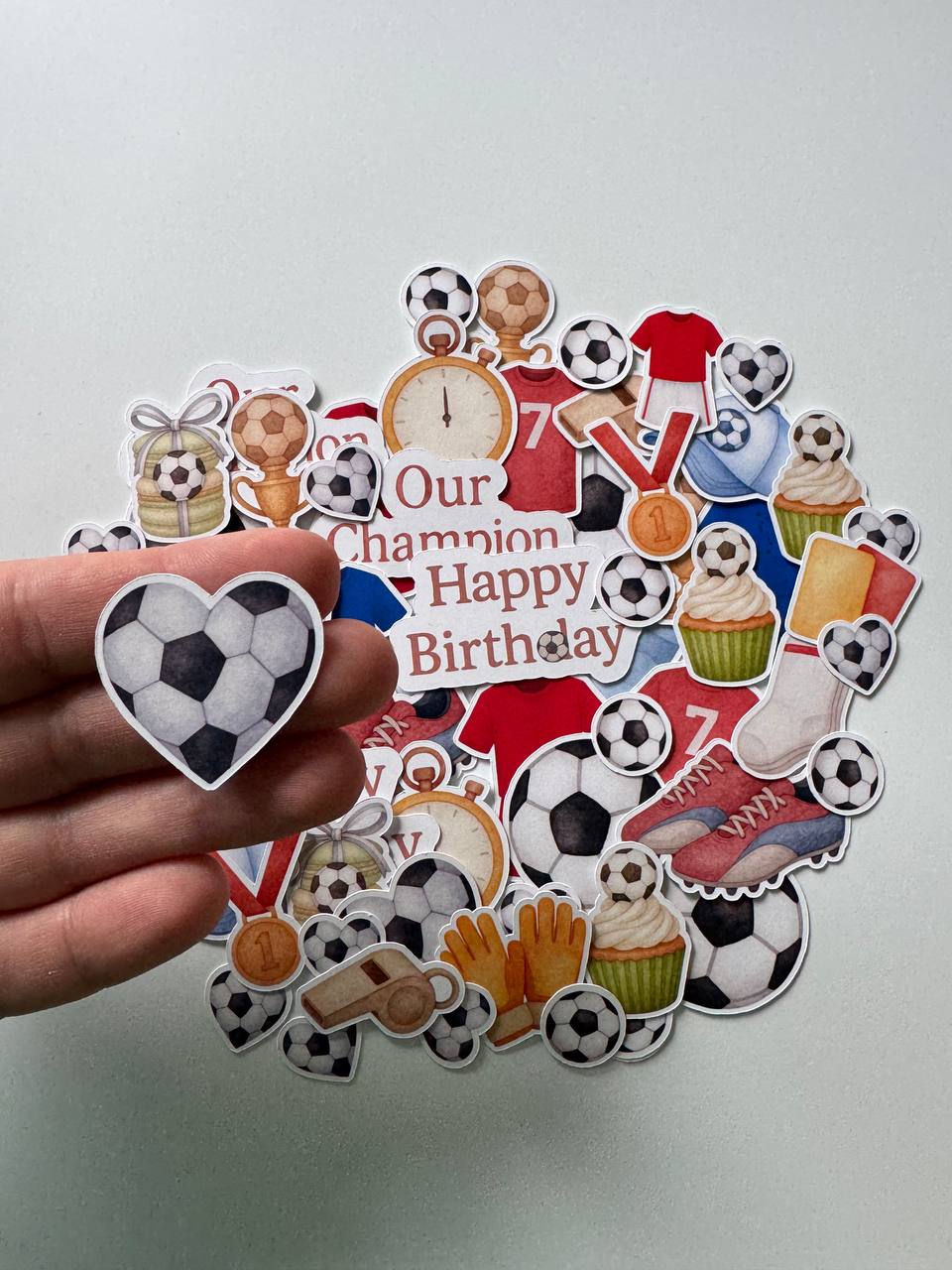 Football Die Cuts Set (60 pcs) – Handmade Paper Embellishments for Scrapbooking & Card Making | NOT Stickers