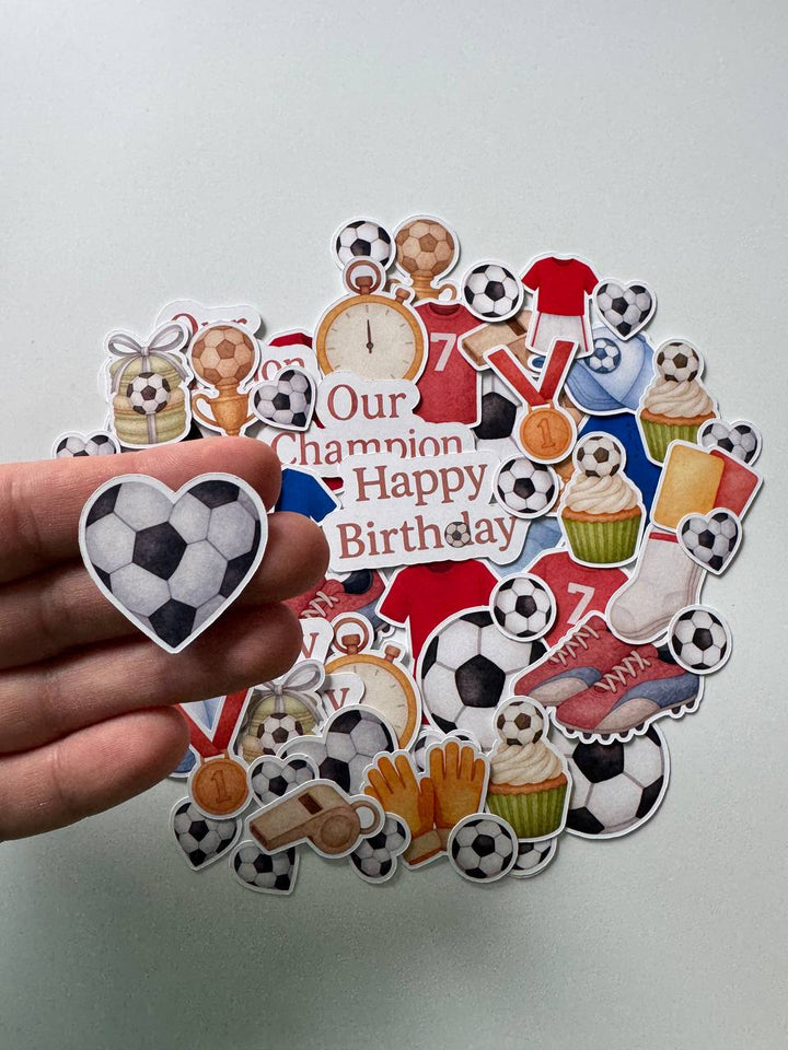 Football Die Cuts Set (60 pcs) – Handmade Paper Embellishments for Scrapbooking & Card Making | NOT Stickers