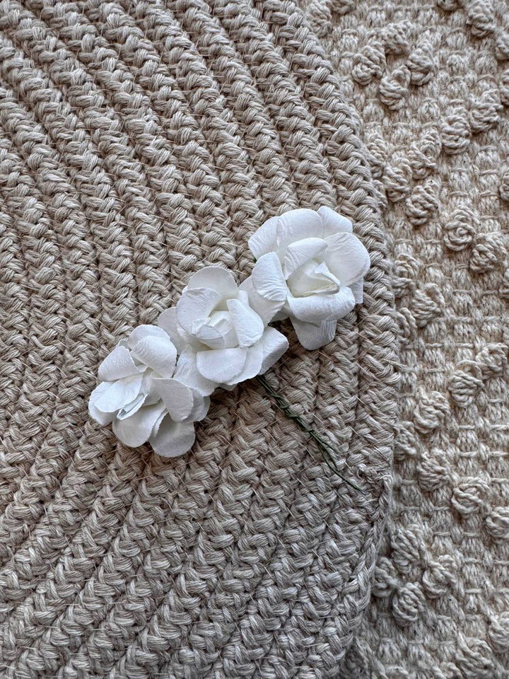 White Paper Flowers – Set of 3 for Scrapbooking & Craft Decor