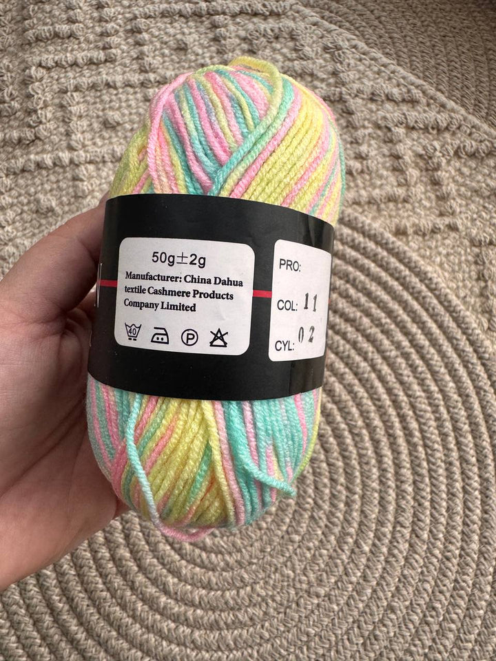 Acrylic Yarn – 50 g Multicolour Pastel Yarn for Knitting, Crochet & Creative Projects