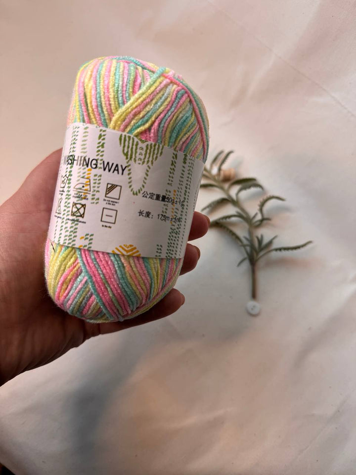 Acrylic Yarn – 50 g Multicolour Pastel Yarn for Knitting, Crochet & Creative Projects