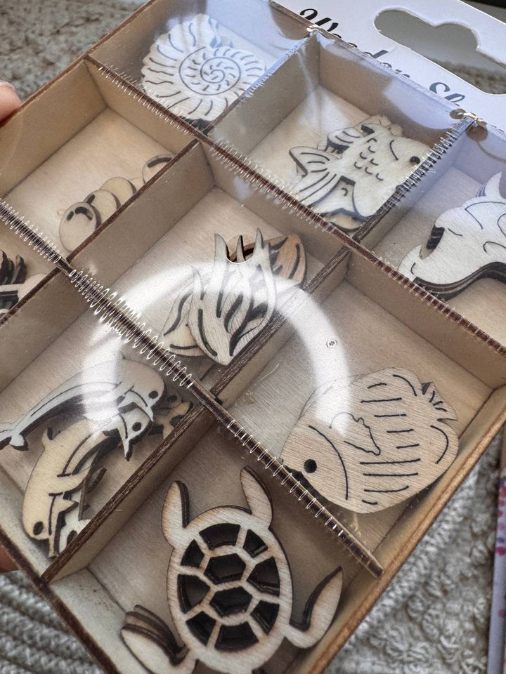 Wooden Shapes “Under the Sea” – Set of 45 Wooden Embellishments for Crafts
